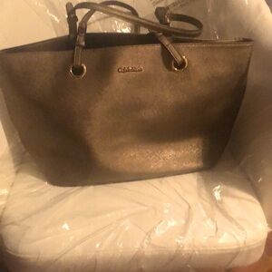 Calvin Klein tote bag metallic gold